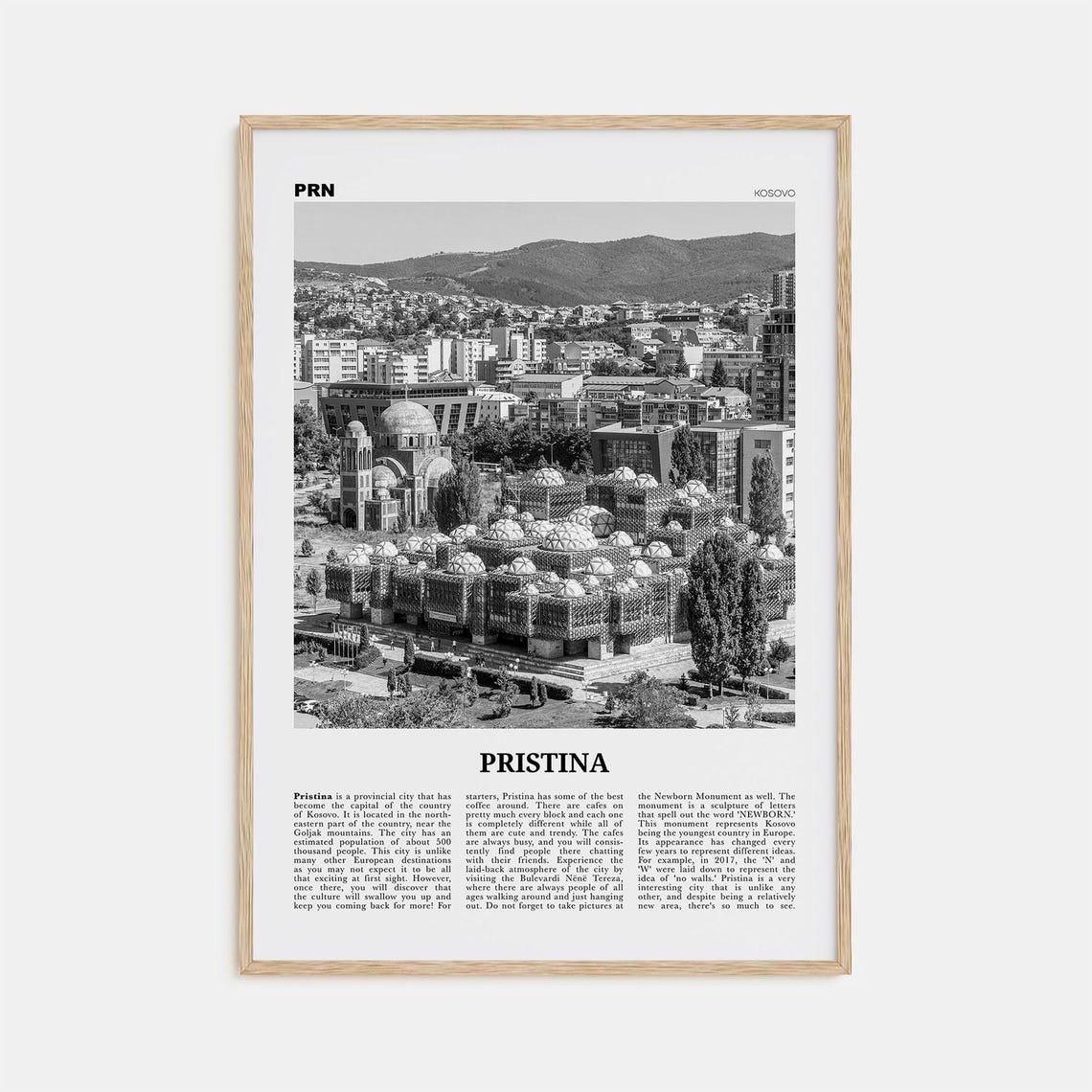 Pristina Black And White Art Print, Kosovo
