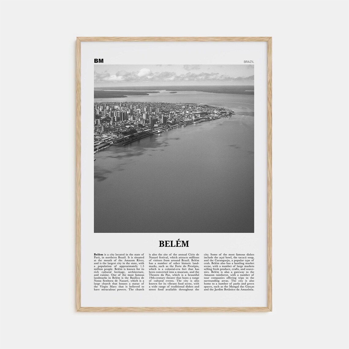 Belem Black And White No. 1, Belem Map Poster