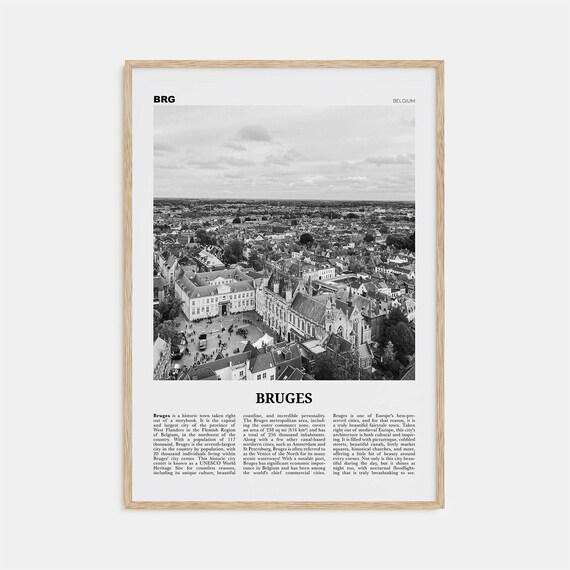 Bruges Black and White Travel Poster, Belgium