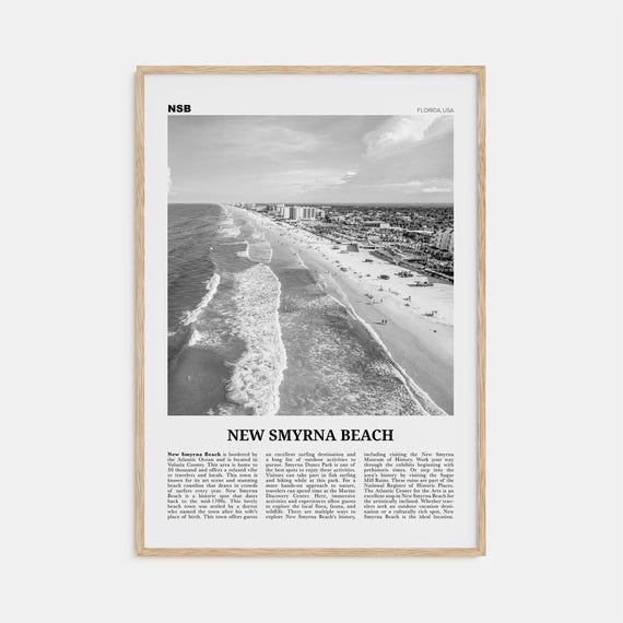 New Smyrna Beach Black And White Travel Poster