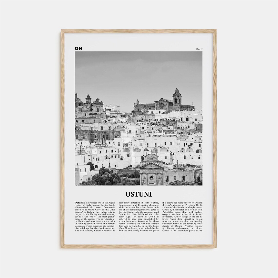 Ostuni Map, Italy Puglia Travel Poster