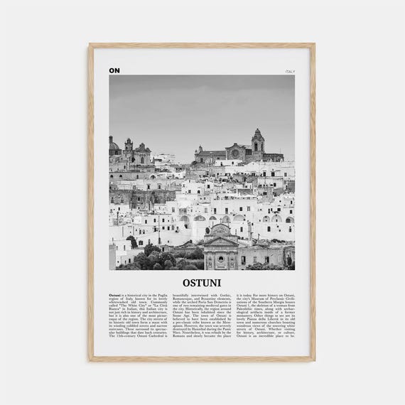Ostuni Map, Italy Puglia Travel Poster