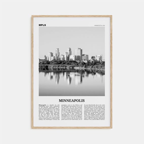 Minneapolis Black and White No. 1 Travel Poster