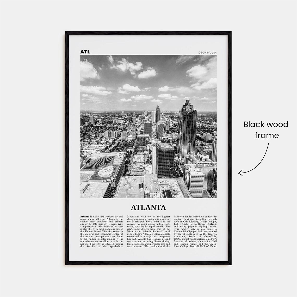 Atlanta Print Black And White No 4 Atlanta Wall Art Atlanta Poster Atlanta Photo Atlanta Georgia Usa United States North America - Image 3