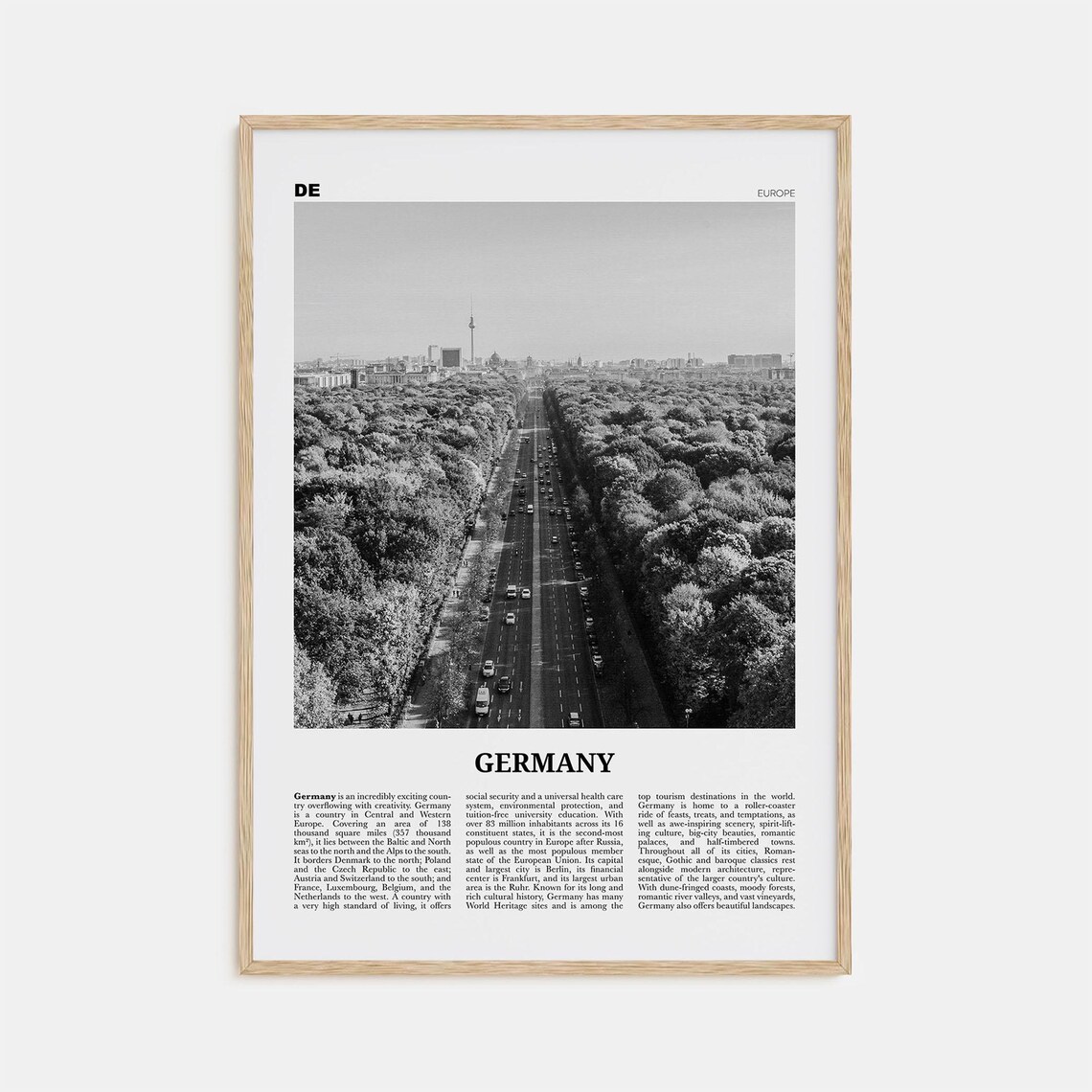 Germany and Berlin Black and White Europe Art Print