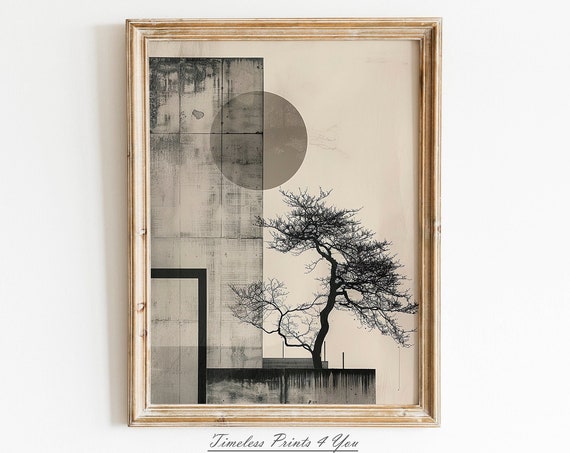 Japandi Wall Art Decor Japanese Wabi Sabi Neutral Tree Drawing