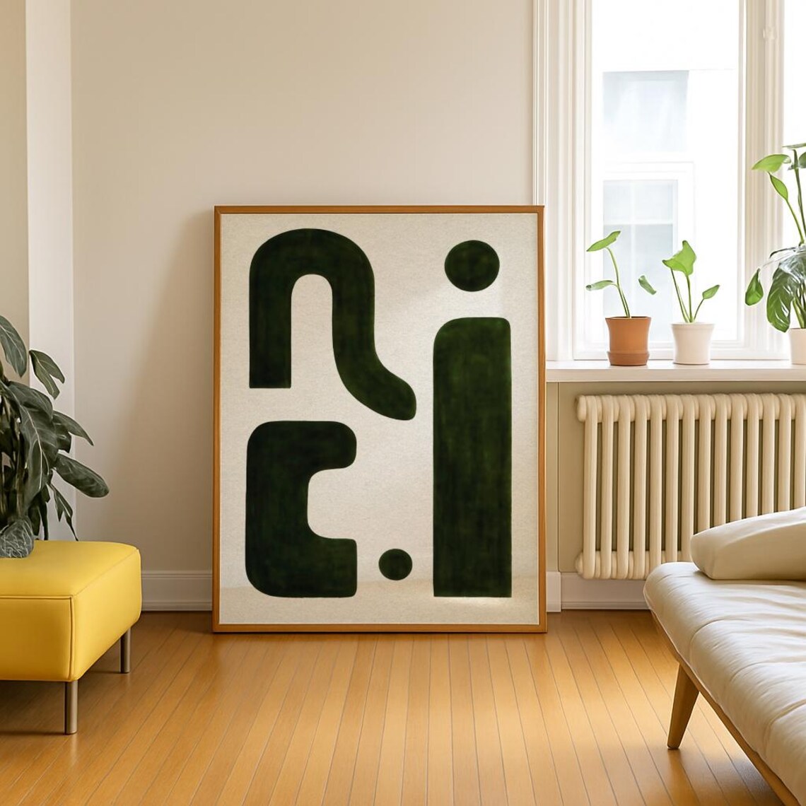 Mid Century Modern Abstract, Japandi Above Couch - Image 2