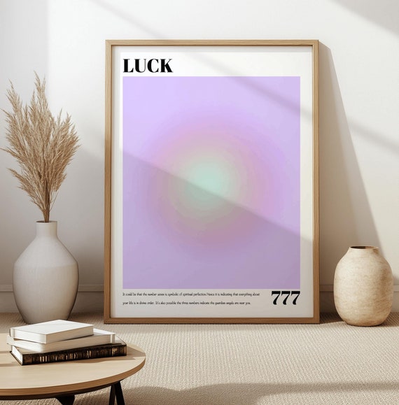 Angel Number 777 Poster Aura Poster Print Motivational Poster Collage Dorm Wall Art Purple Spiritual Positive Energy Art