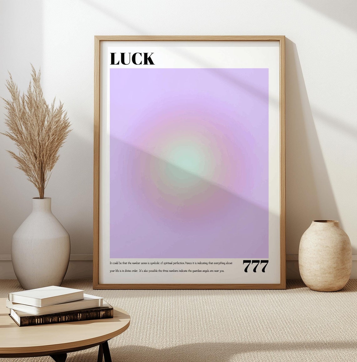 Angel Number 777 Luck Lavender Aura Gradient Spiritual Art Poster