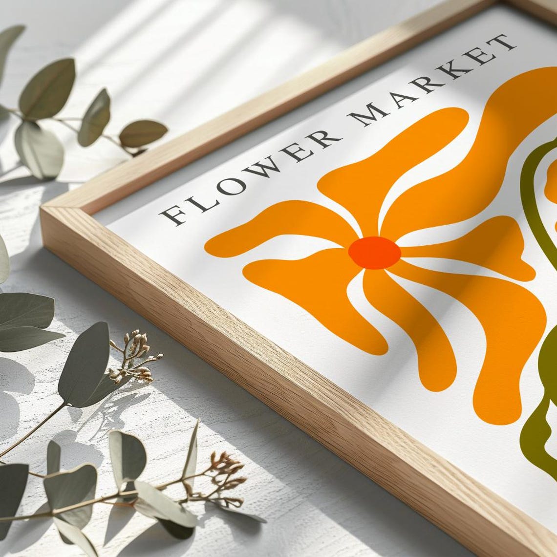 Flower Market Retro Orange Bold Floral Botanical Midcentury Poster - Image 3