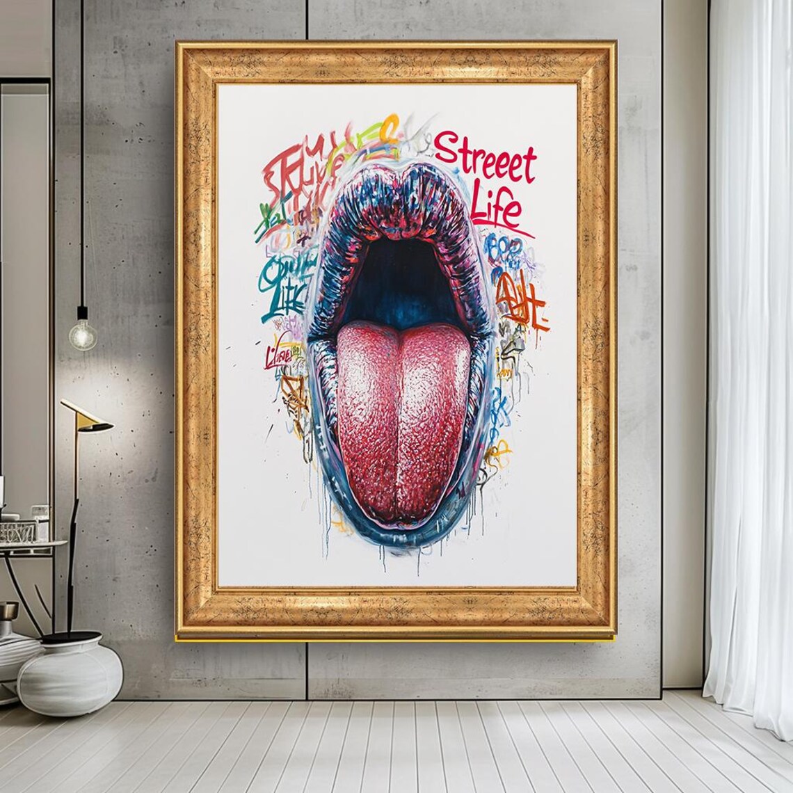 Bold Open Mouth Tongue Street Life Graffiti Pop Art Urban Poster