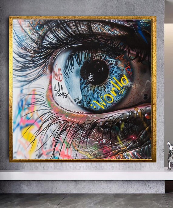 Graffiti Eye Canvas Wall Art Vibrant Abstract Painting With Urban Street Style Modern Artwork For Living Room Or Office Decor