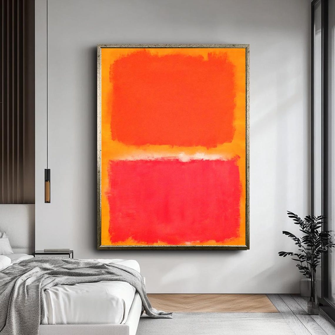 Red Orange Color Block Abstract Rothko Style Minimalist Wall Art - Image 5
