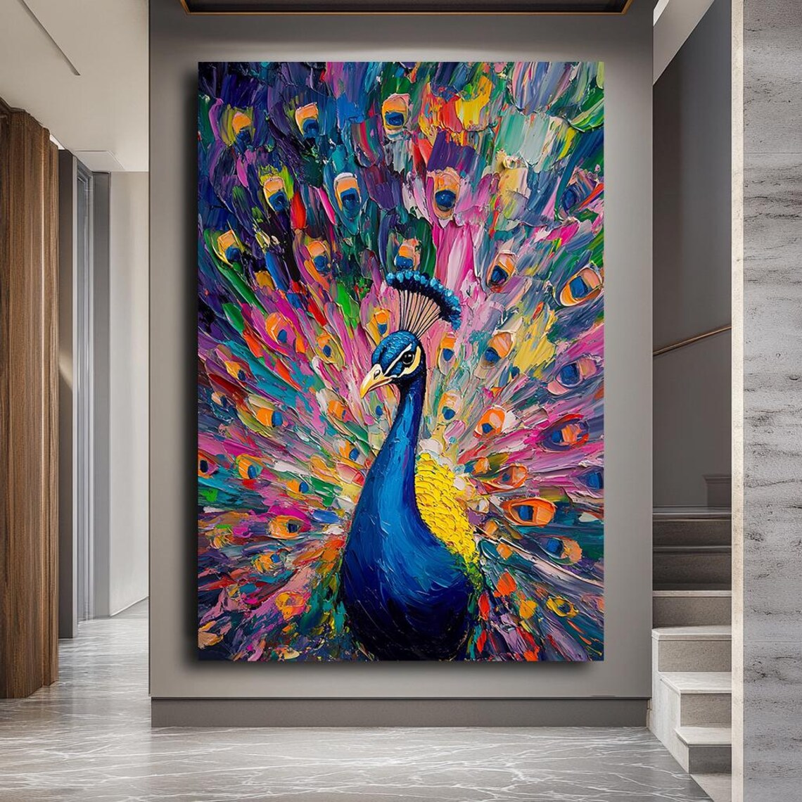 Vibrant Peacock Art Print, Modern Wildlife Decor - Image 5