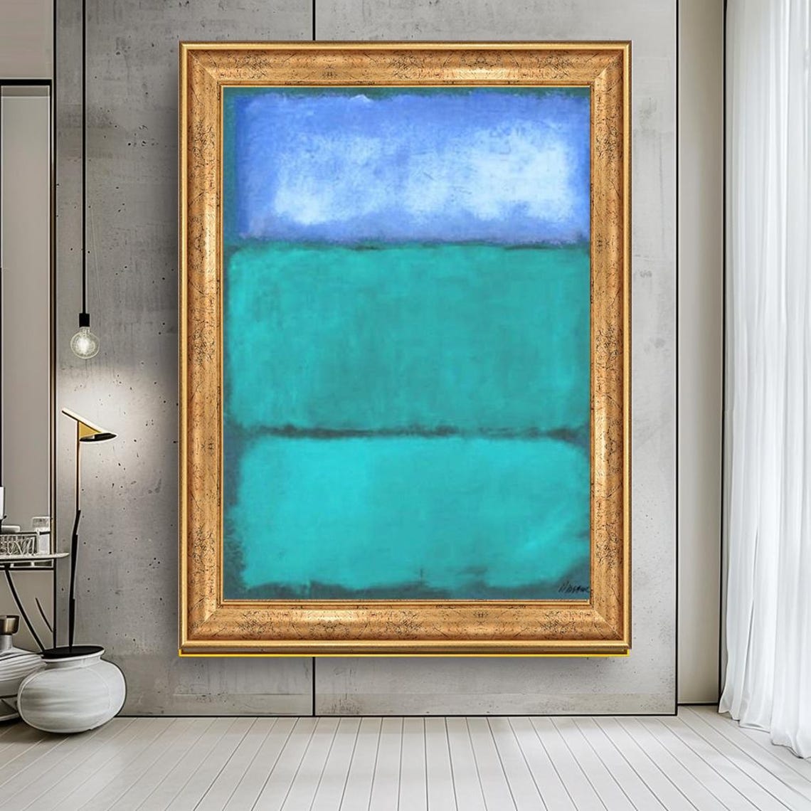 Mark Rothko Style Sky Blue Turquoise Color Field Abstract Poster