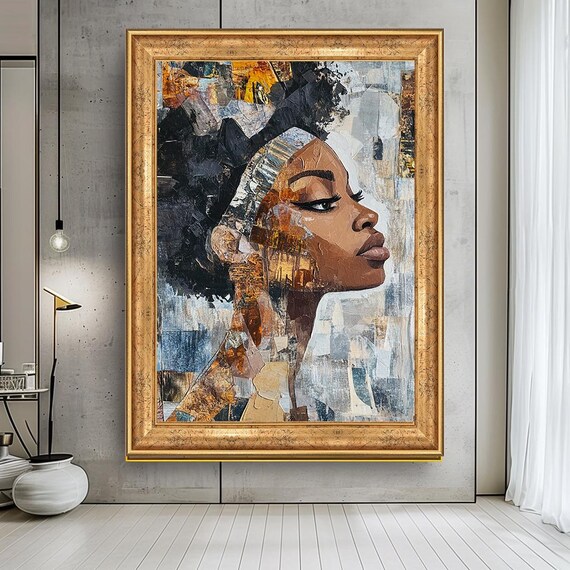 African Woman Portrait Abstract Textured Bold Modern Art Poster