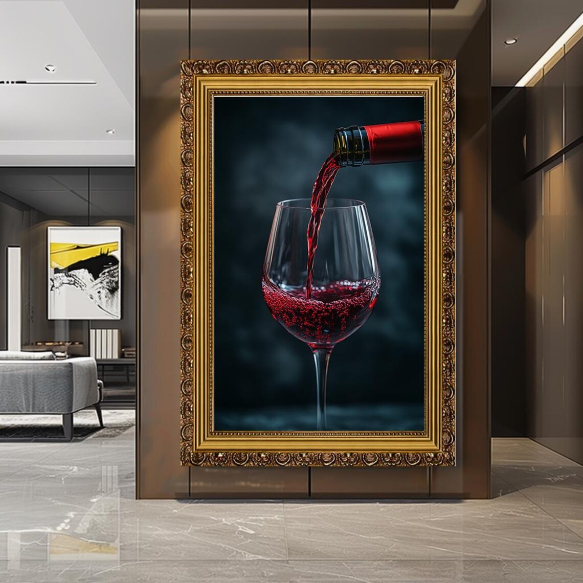 Red Wine Pouring Into Glass, Modern Wine Art Print - Image 5