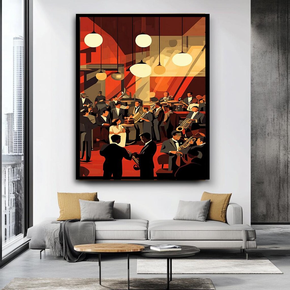 Vintage Jazz Club Band Musicians Warm Lights Retro Music Poster - Image 3