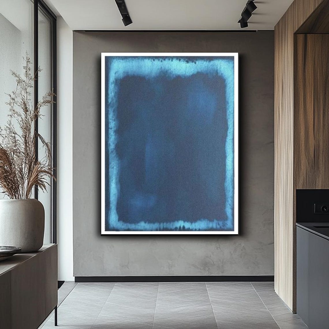 Deep Blue Color Field Abstract Minimalist Calm Modern Wall Art - Image 2