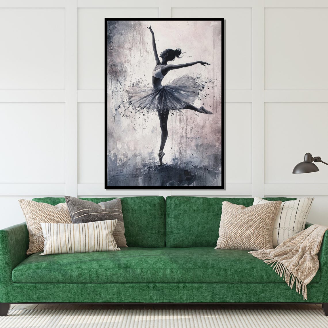 Watercolor Ballerina in Arabesque Splashy Ink Wash Dance Art Poster - Image 5