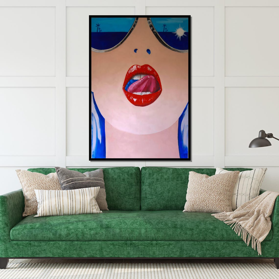 Bold Pop Art Red Lips With Beach Sunglasses Reflection Style Poster - Image 5