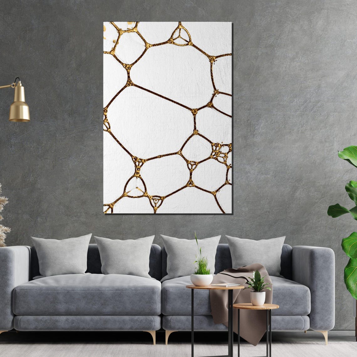 Gold Network Geometric Lines Minimalist Modern Abstract Poster - Image 5