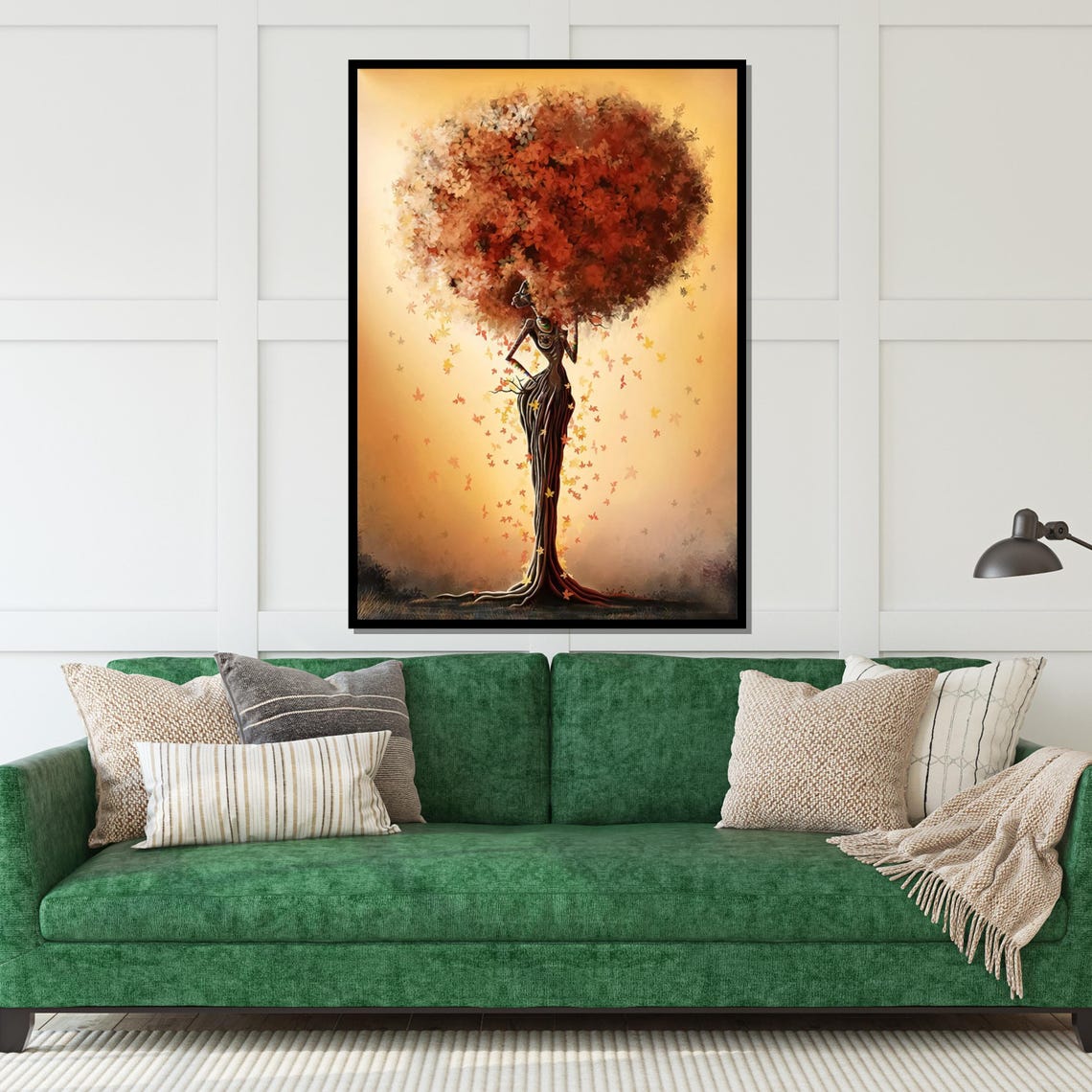 Tree Woman with Autumn Leaf Canopy Surreal Nature Spirit Art Poster - Image 5