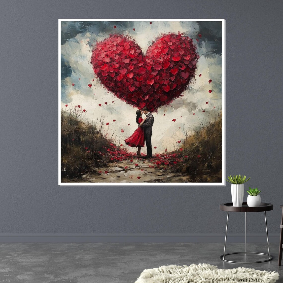 Heart Couple In Love Balloon Art Print, Romantic Decor - Image 3