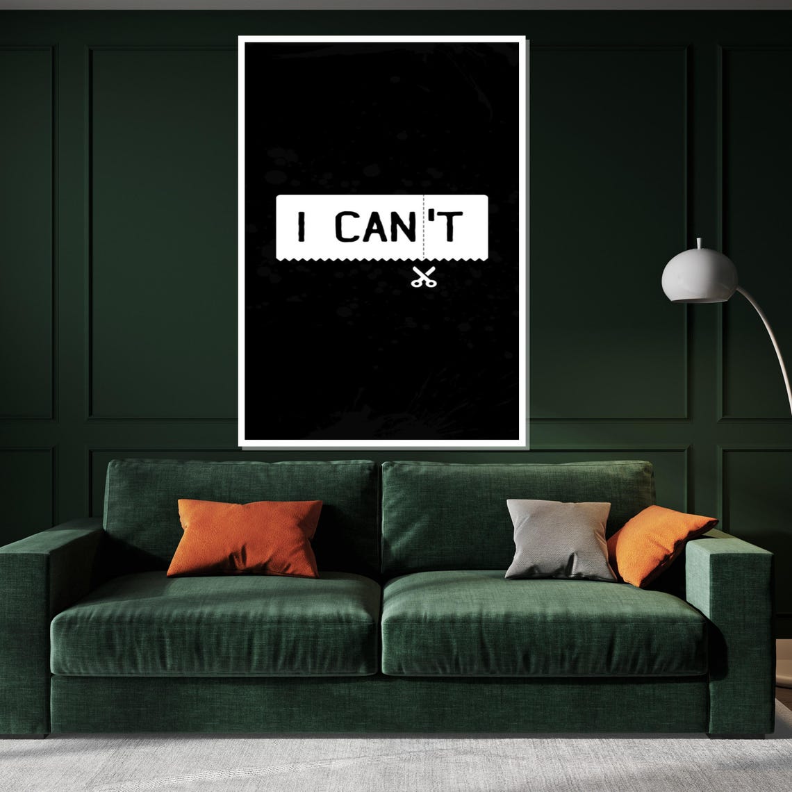 I Can Motivational Cut Out Quote Minimalist Black Design Poster - Image 2