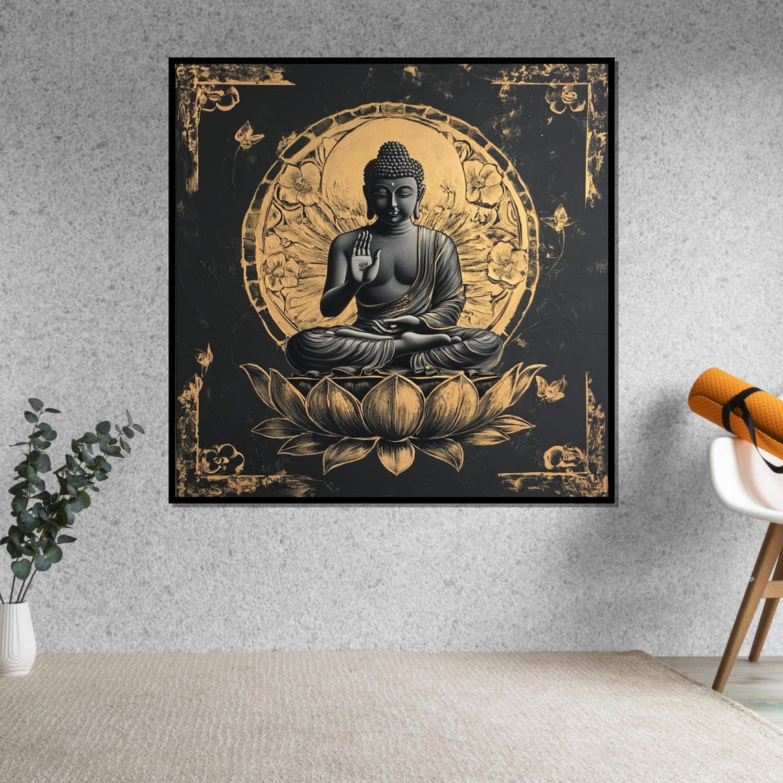 Black and Gold Buddha Lotus Blessing Mudra Luxury Art Poster - Image 5