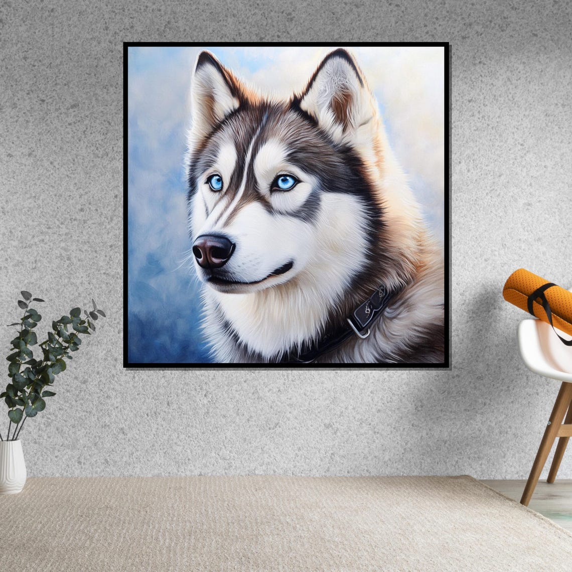 Blue Eyed Siberian Husky Portrait Loyal Dog Painting Decor Poster - Image 5