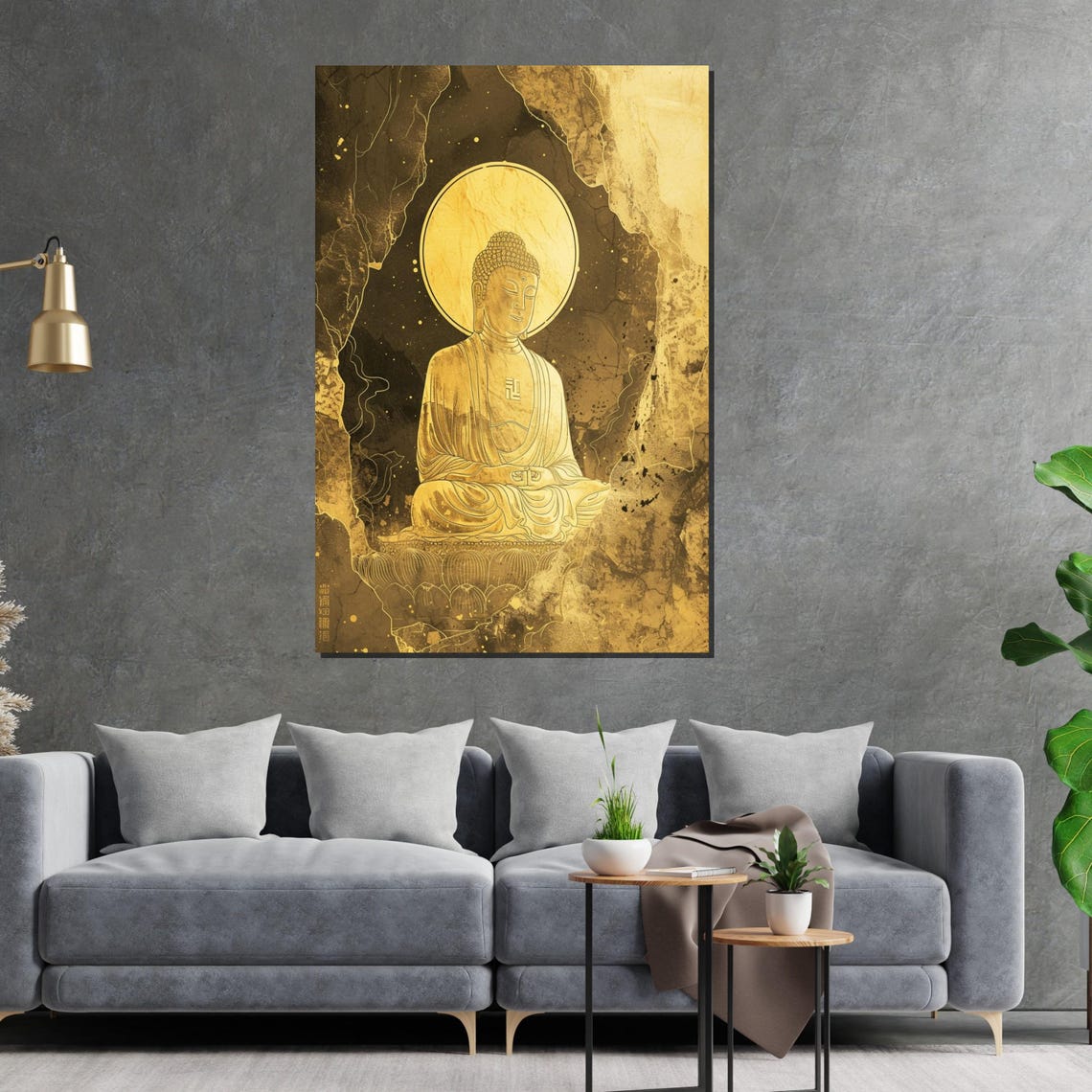 Golden Buddha Halo Gold Leaf Meditation Zen Serene Art Poster - Image 2