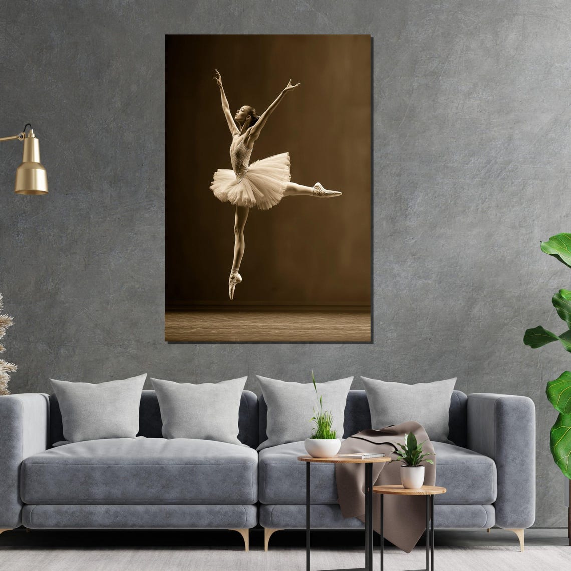 Sepia Ballerina in Grand Jete Leap Timeless Ballet Photo Poster - Image 2
