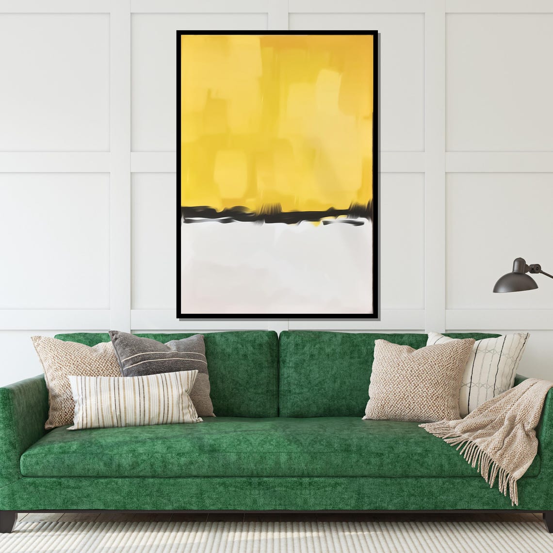 Yellow Color Field Black Horizon Line Modern Minimalist Print - Image 5