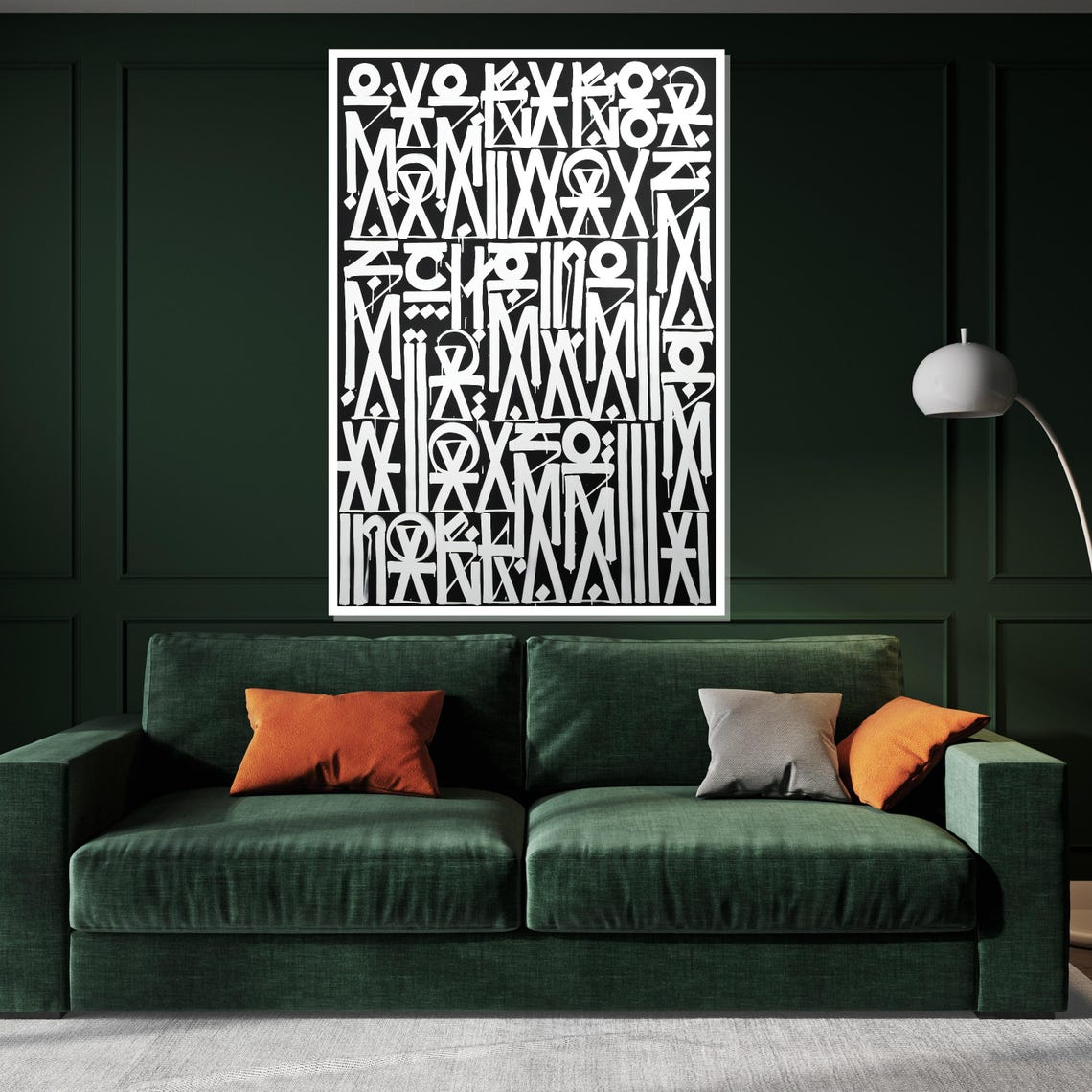 Black White Geometric Glyph Pattern Bold Graphic Modern Poster - Image 3