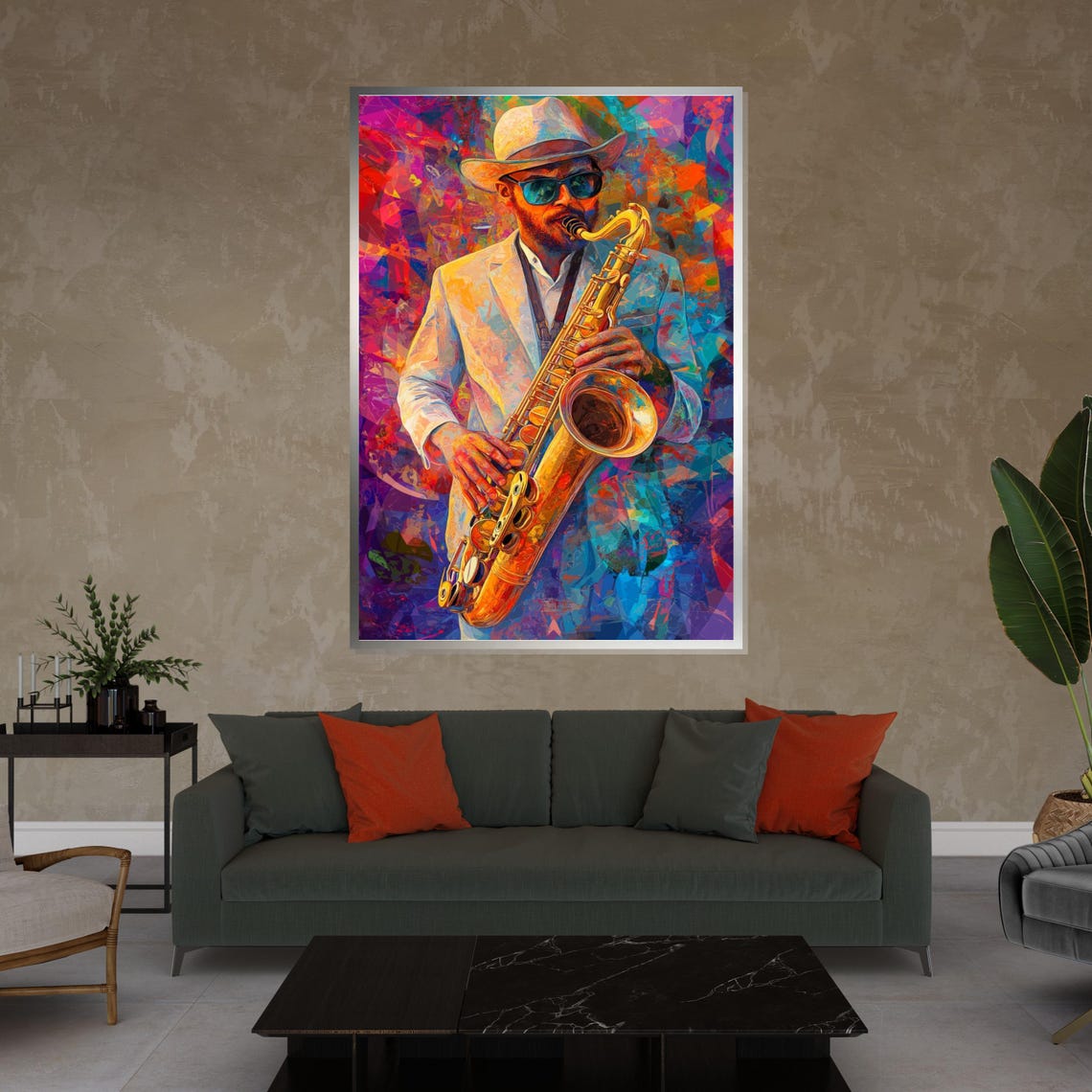 Smiling Saxophone Player White Suit Pop Art Color Burst Poster - Image 4