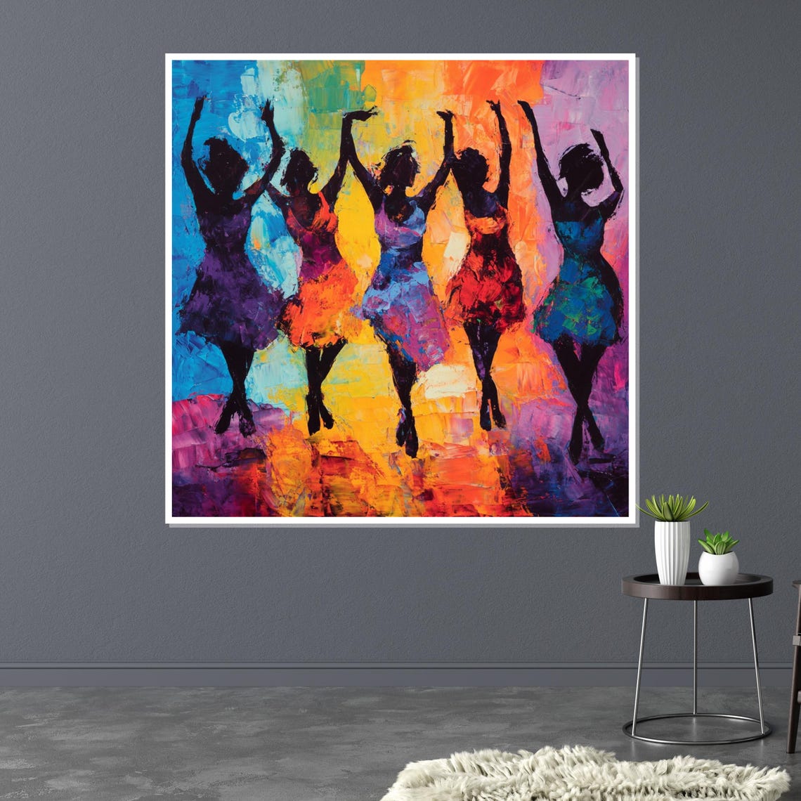 Joyful Dancing Silhouettes Colorful Dance Art Vibrant Decor Poster - Image 3
