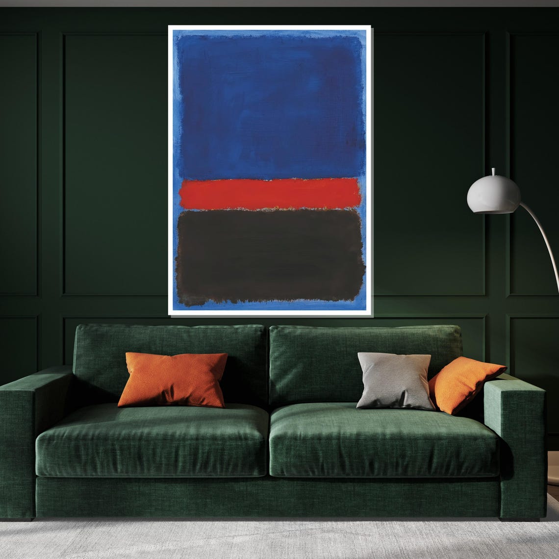 Bold Blue Red and Black Color Block Abstract Modern Art Poster - Image 3