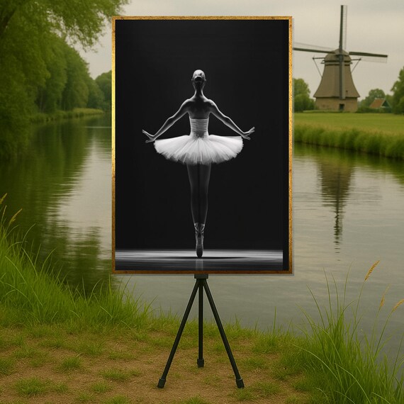 Ballet Elegance Canvas Art Graceful Ballerina Dance Wall Black And White Print Ready To Hang Decor Design