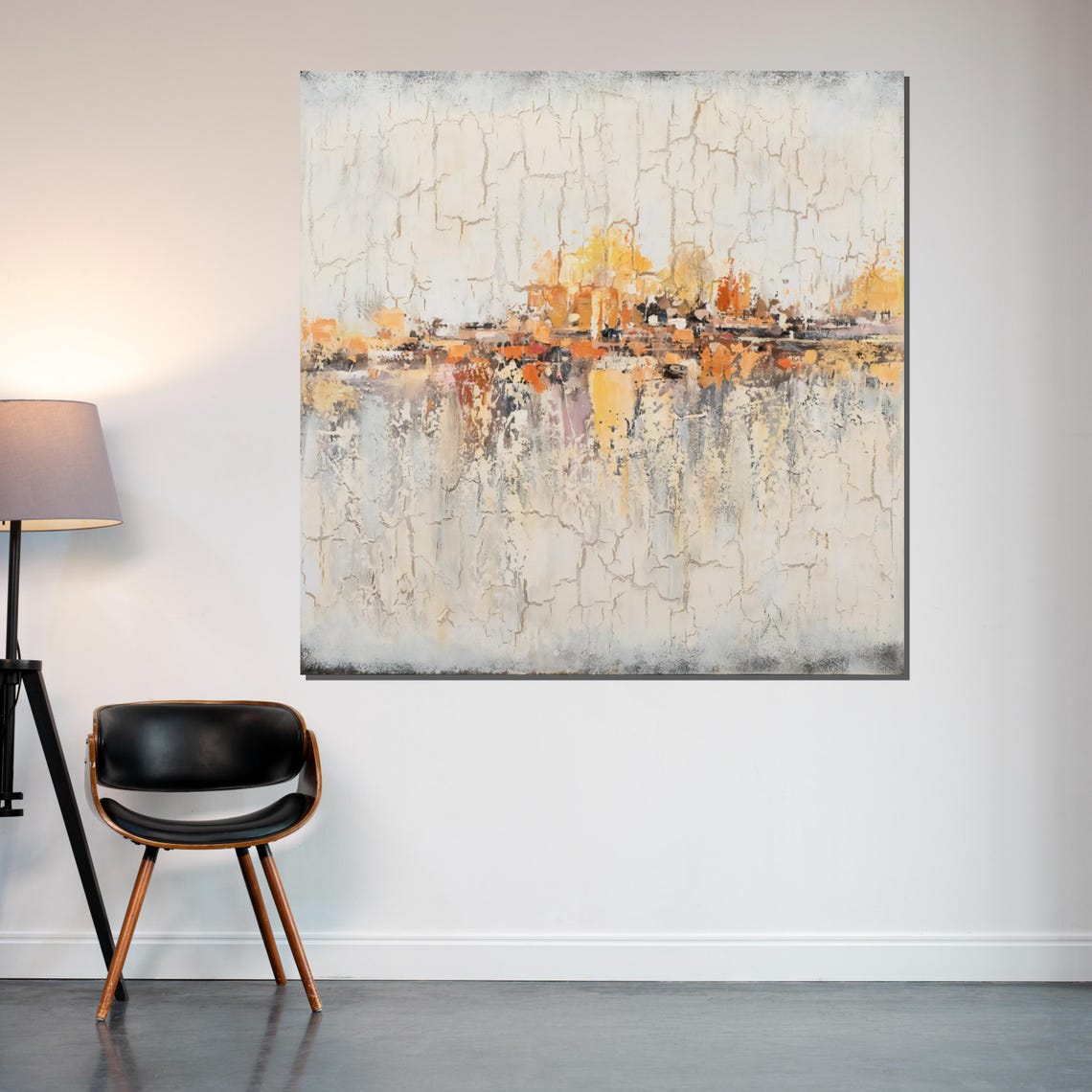 Earth Tone Abstract Landscape Crackled Texture Neutral Art Poster - Image 2