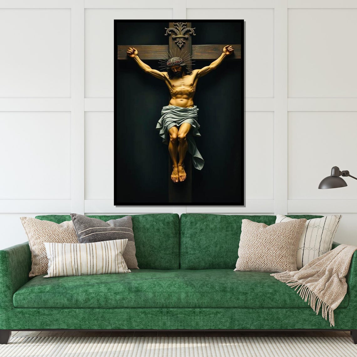 Christ On The Cross Baroque Crucifixion Dark Religious Wall Art - Image 5
