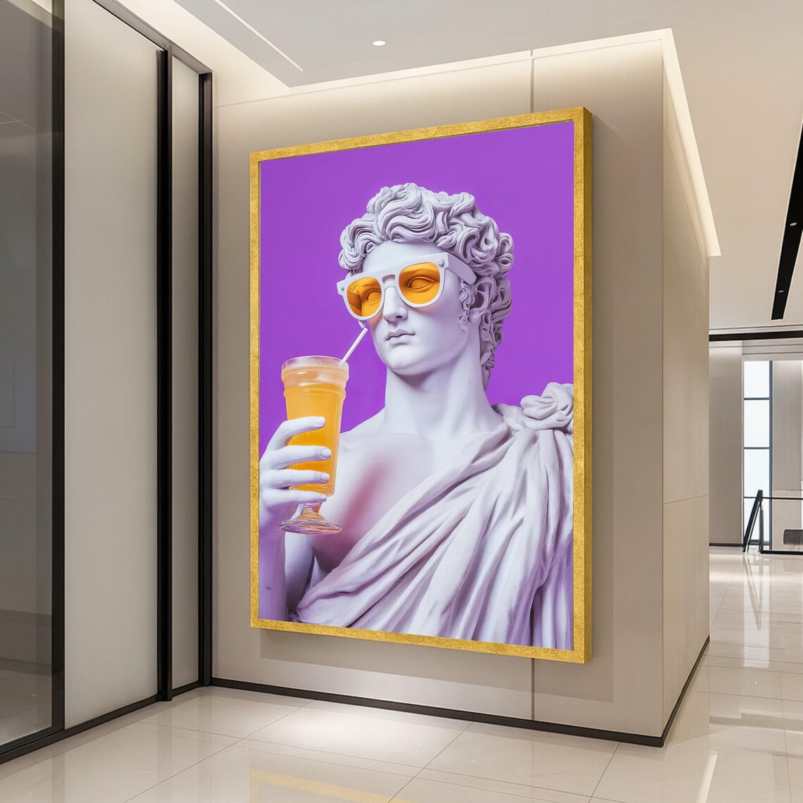 Modern Classical Sculpture Poster, Retro Statue