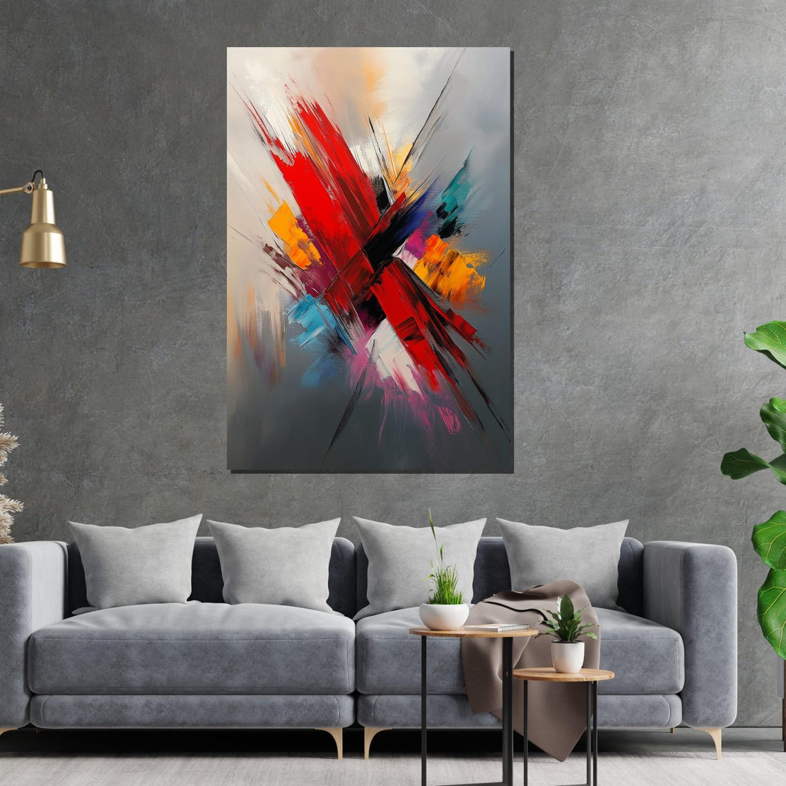 Bold Red Color Splash Expressionist Modern Abstract Art Poster - Image 5