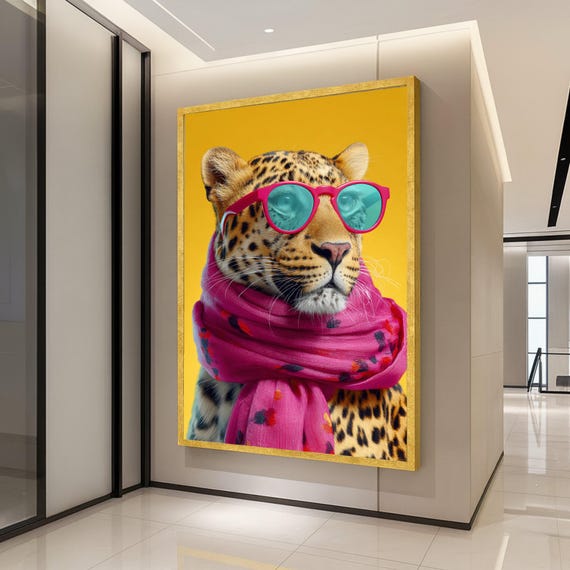 Leopard Funny Animal Wall Art Print