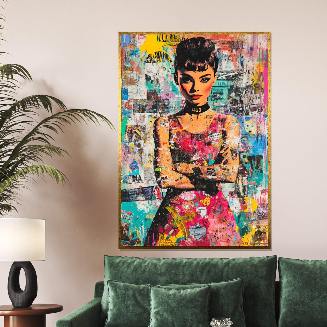 Audrey Hepburn Inspired Pop Portrait On Colorful Graffiti Style Poster - Image 5
