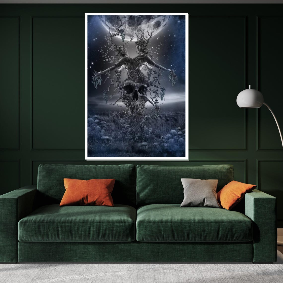 Gothic Skull Tree Of Life Under Full Moon Dark Surreal Fantasy Poster - Image 3
