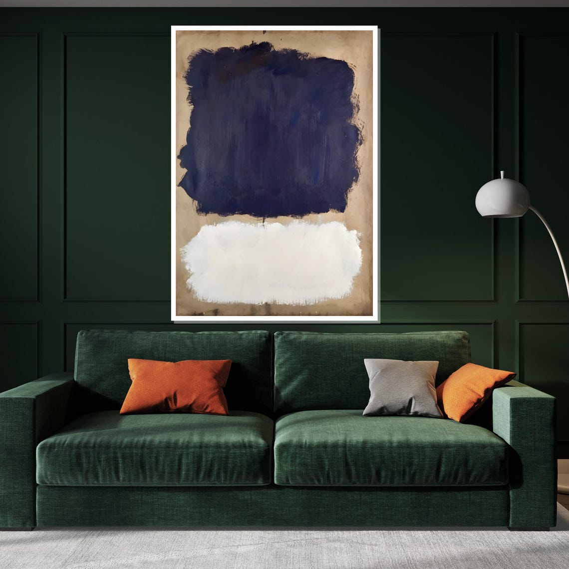 Navy Blue and White Color Field Abstract Painting Poster for Home - Image 3