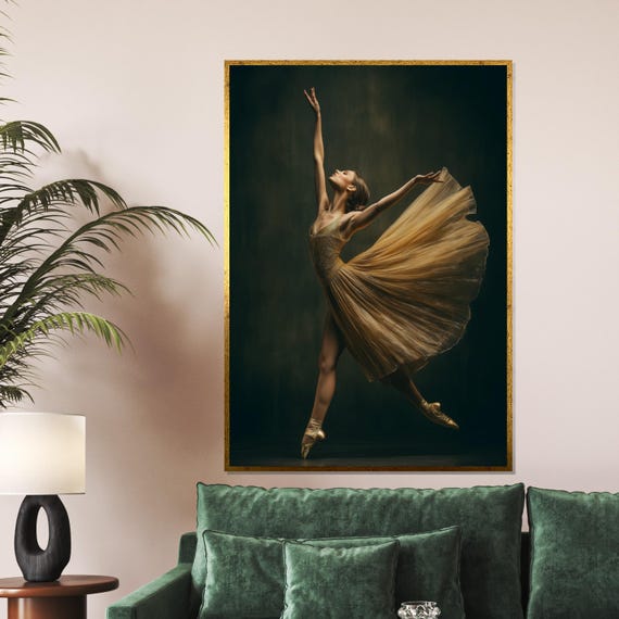 Elegant Ballerina Dancing Art Print Ballet Wall Art Graceful Dancer Poster Wall Art Design Ready To Hang Decoration