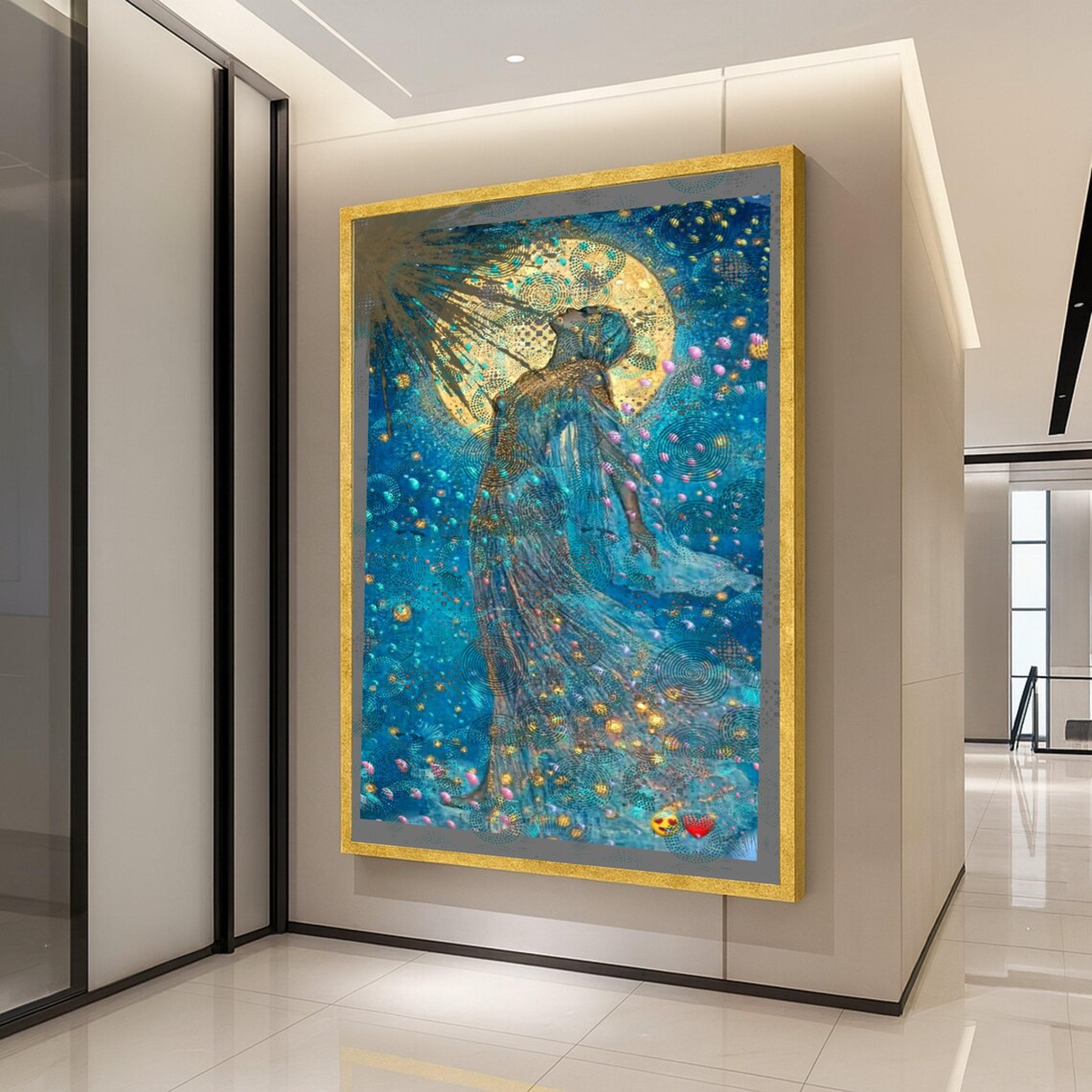Celestial Goddess Art Print, Mystical Moonlight Decor