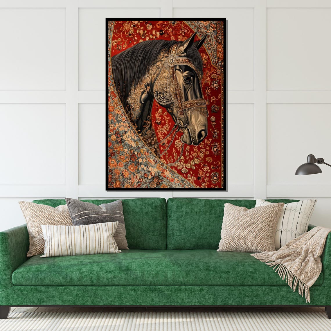 Elegant Arabian Horse Head Ornate Bridle Tapestry Decorative Poster - Image 5